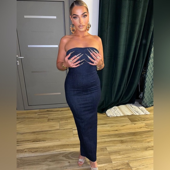 Zara ZW Strapless Denim Dress - Picture 10 of 17